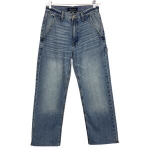 Aeropostale Medium Wash 90s Baggy Jeans Raw Hem Womens Size 4 Regular